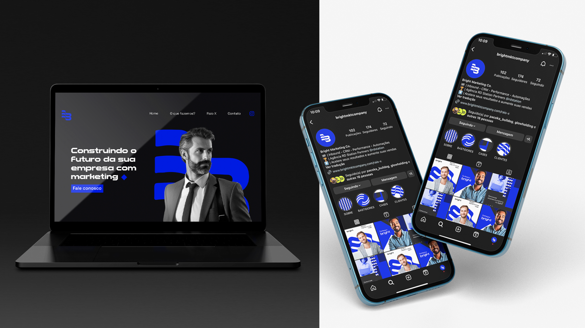 Site e perfil de Instagram da Bright