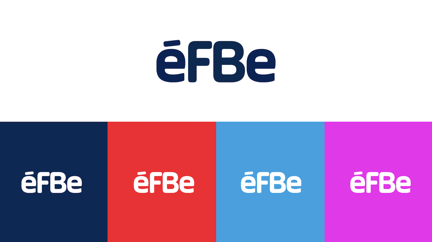 Wordmark éFBe aplicado nas cores da marca