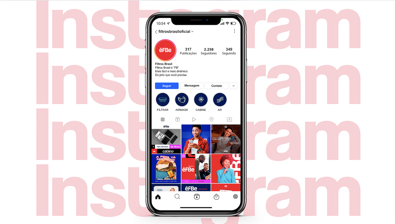 Perfil de Instagram da Filtros Brasil