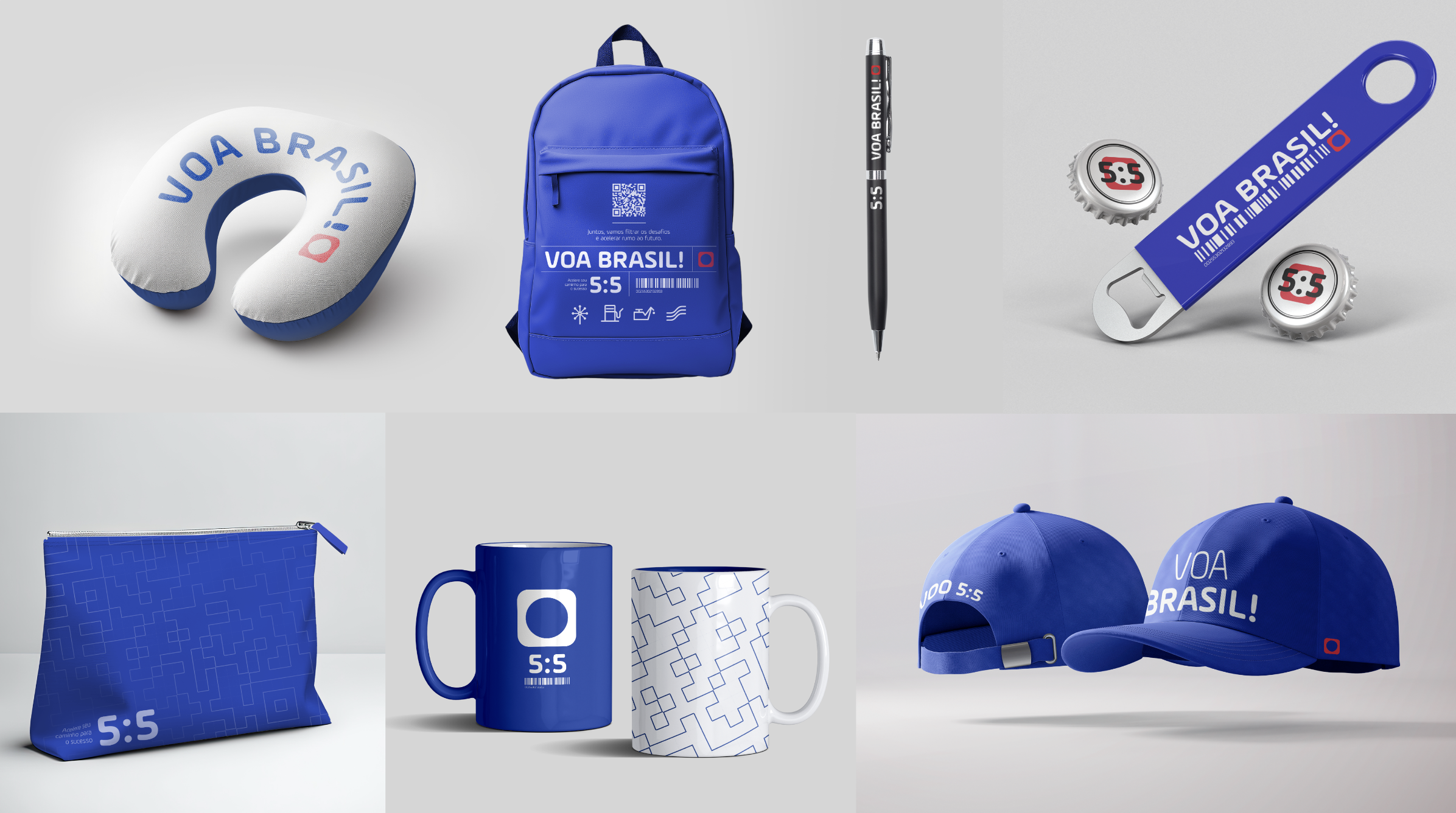 Brindes: mochila, caneca, boné e itens de uso cotidiano