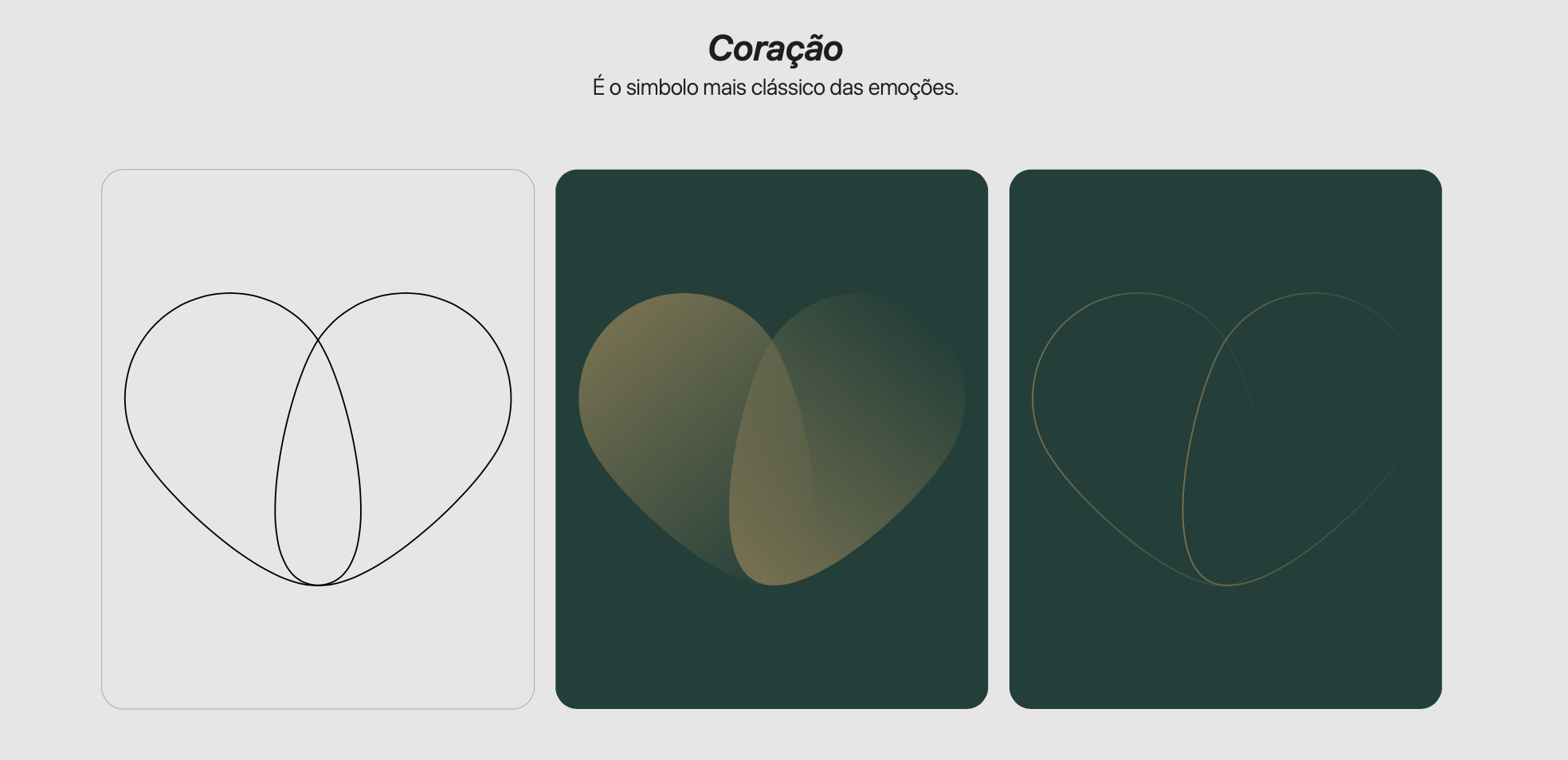 Símbolo coração em três versões