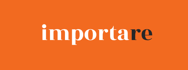 Assinatura horizontal importare em branco sobre laranja