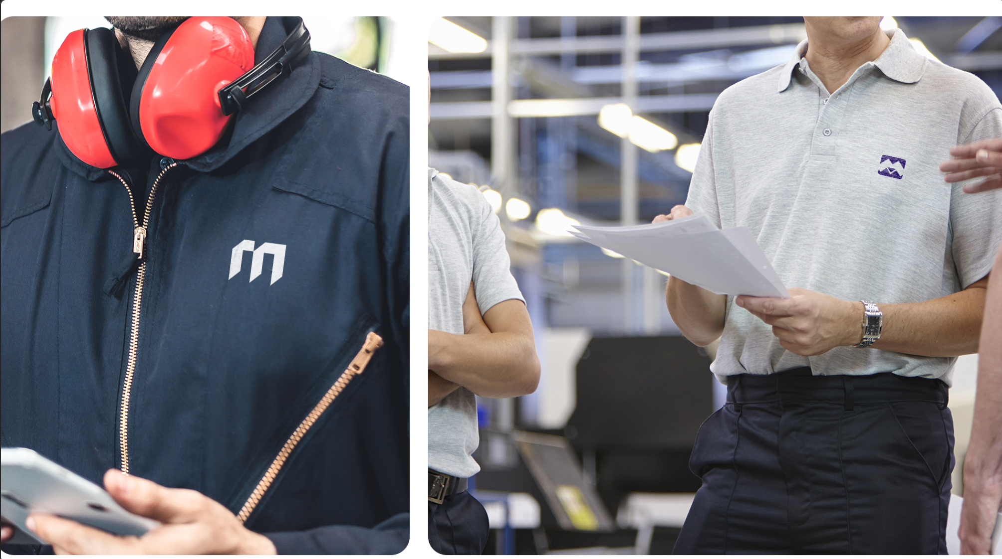 Uniformes com o monograma e a assinatura da marca aplicados