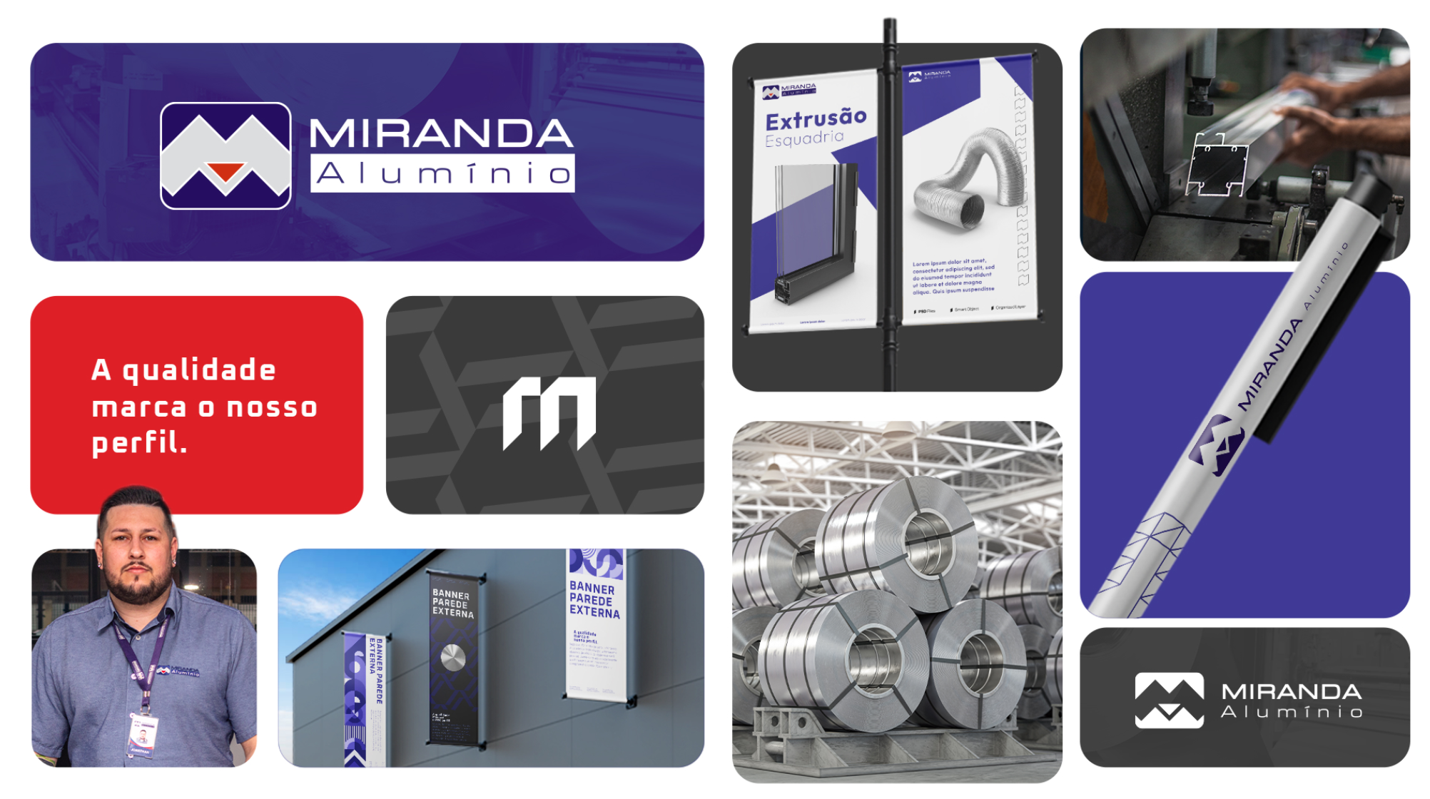 Composição do sistema de marca: assinatura, monograma, padrões, sinalização, brindes e registros da operação