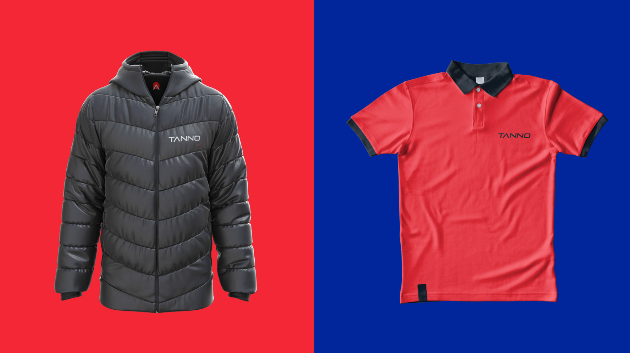 Jaqueta e camisa polo com a marca TANNO aplicada